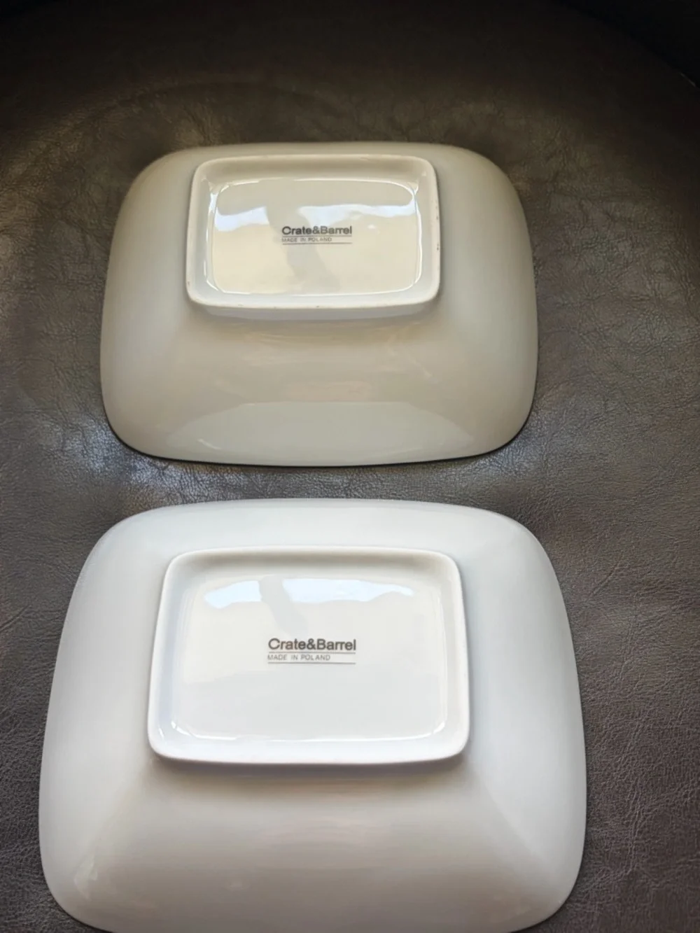 Crate&Barrel Cream Square Ceramic Bowls - Set of 2